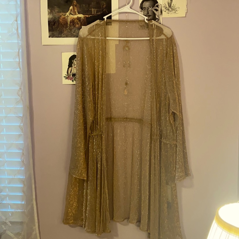 Gold and Sand colored Sheer, shimmering beach wrap. H&M size medium